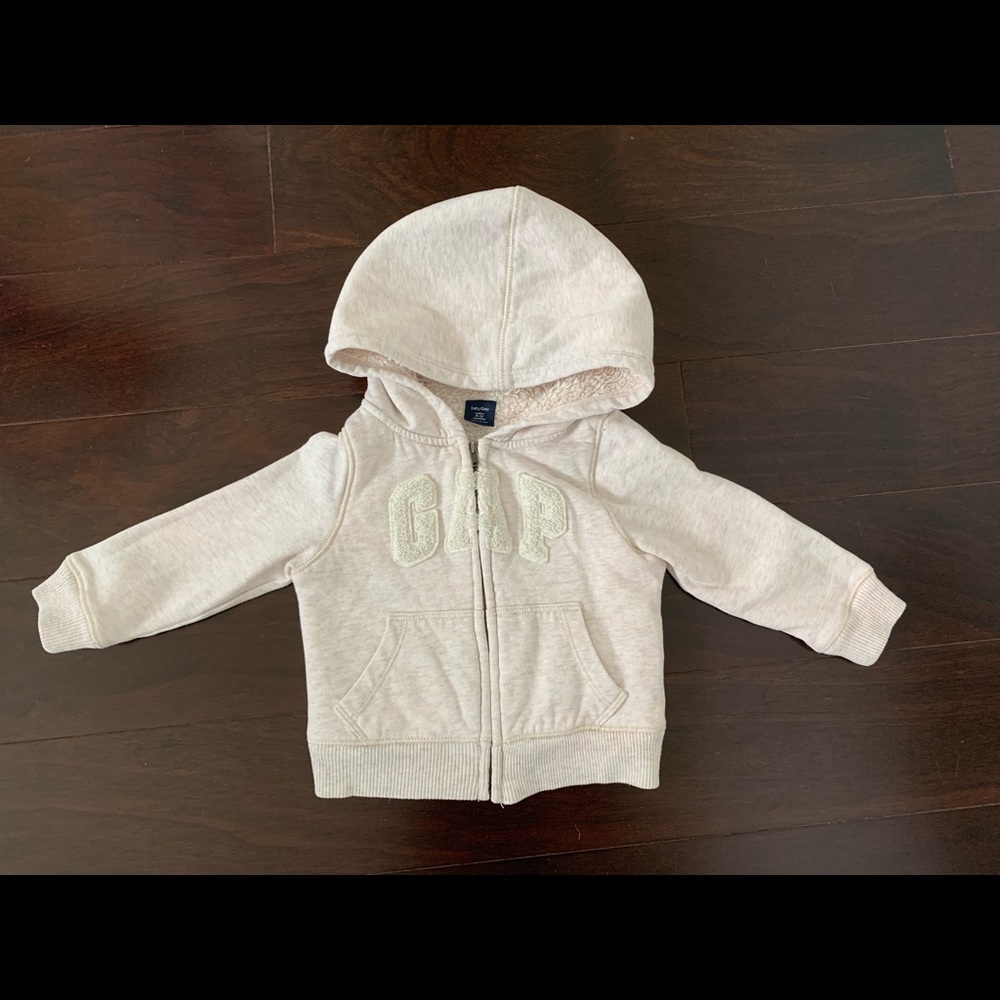 Gap Sherpa lined zipper hoodie, size 18-24mo